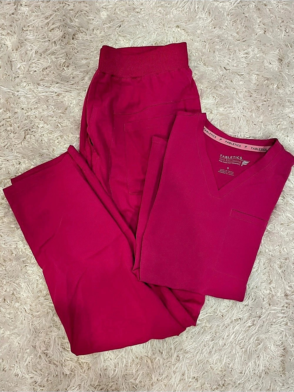 Fabletics Women's Hot Pink Scrub Set
